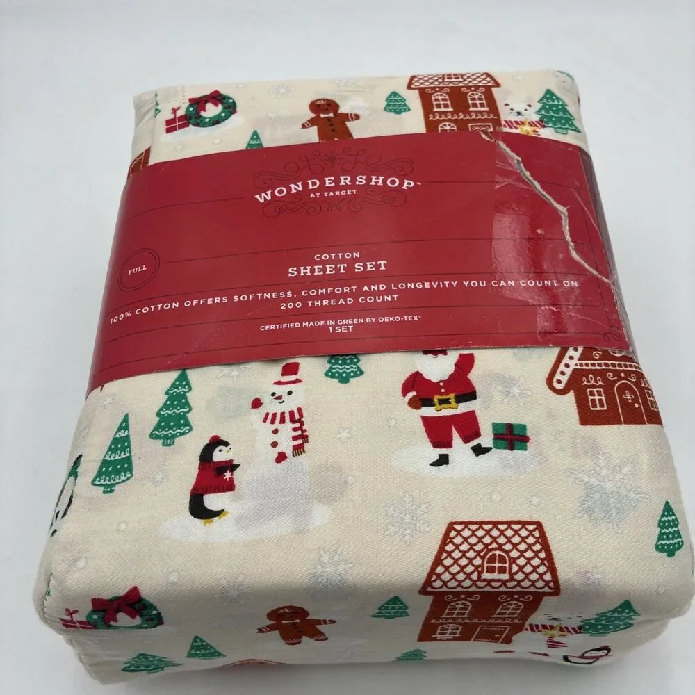 Wondershop Christmas Flannel 4 Pcs Sheet  Size FULL   NWT